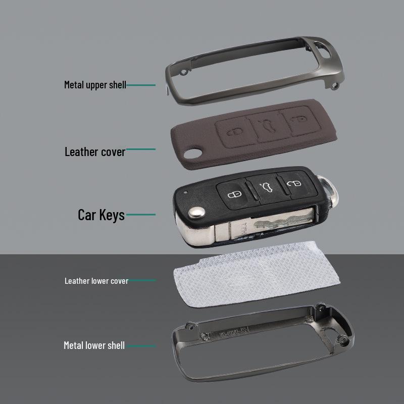 Volkswagen Key Case for Magotan, Passat, Tiguan, Sagitar, Tayron, CC, Lavida - Men's Car Key Shell with Buckle