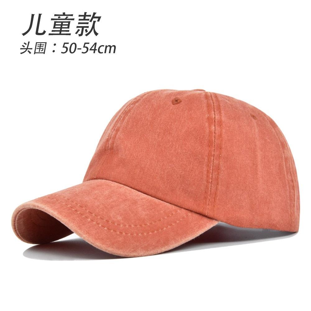 Solid Color Washed Baseball Cap - Adult & Kids - Distressed Duckbill Cap - 6-panel Curved Brim - Large Head Size - Plain Cap