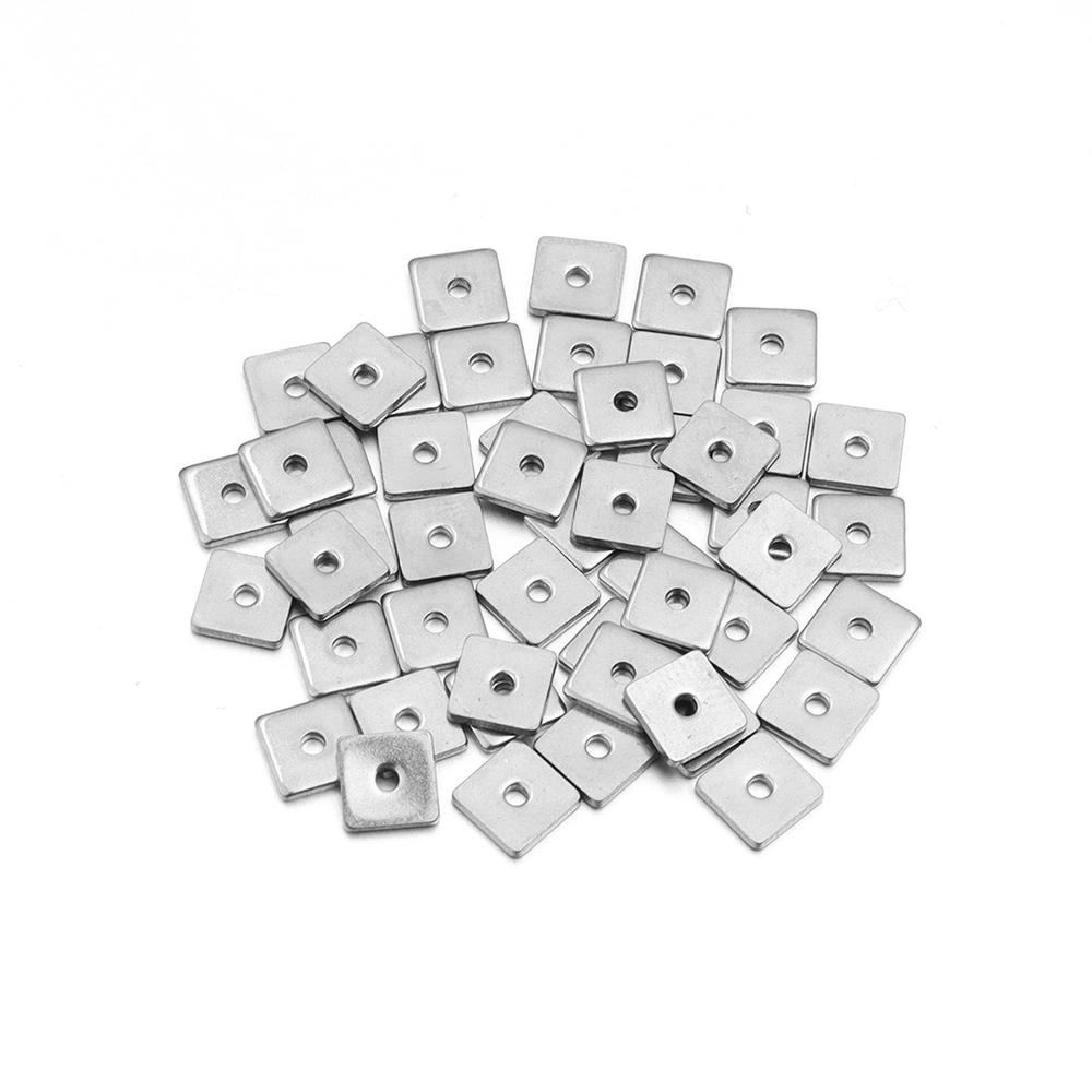 10-50pcs/Lot 4 5 6 8mm Gold Color Stainless Steel Square Flat Spacer Beads Small Hole Loose Spacer Beads Charms for Jewelry