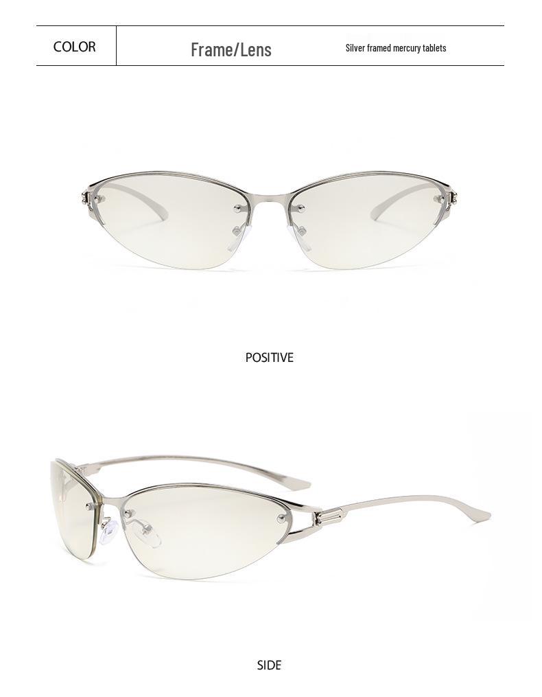 Women's Y2K Cat-Eye Metal Sunglasses - High-End Luxury, European & American Street Style Sun Protection Glasses