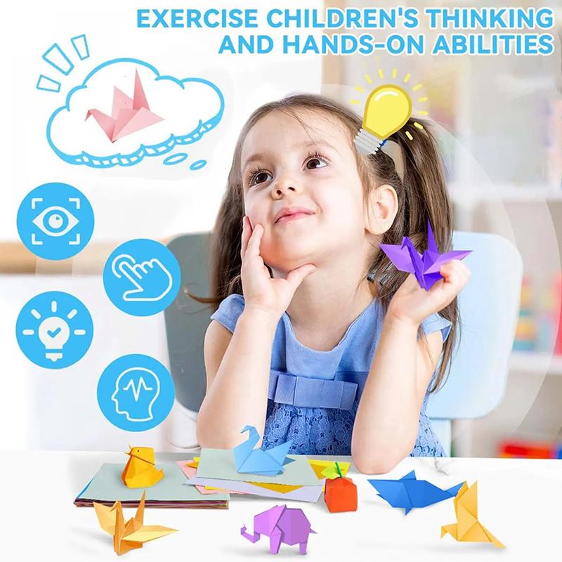 200 Stück Quadratisches Origami-Papier-Set zum Falten von Papier 20 Farben Kinderbasteln Kran Bunte Papiere Konfetti Quadratisches Falten Doppelseitig