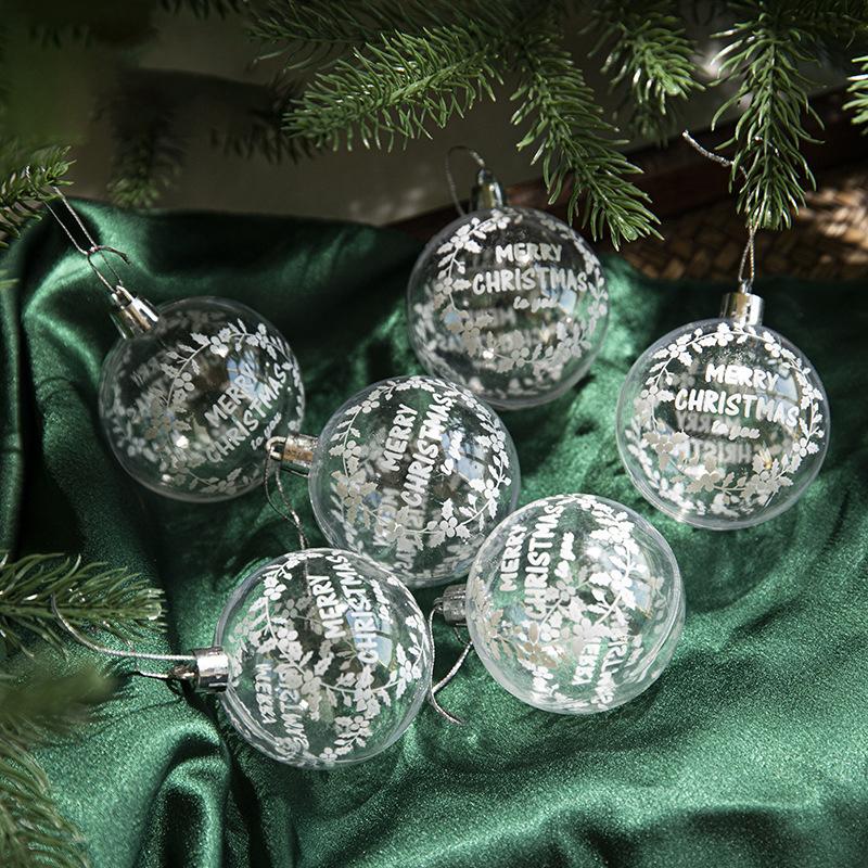 

6pcs Transparent White Snow Ball Christmas Balls Pendant Xmas Tree Decoration Clear Baubles Hanging Ornament Home decor New Year 6cm