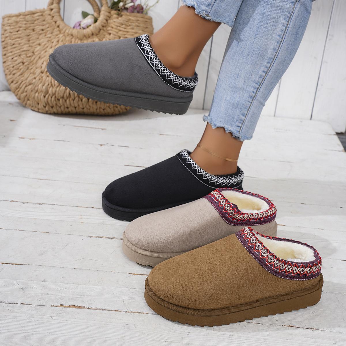 

Women s padded lining a footstool soft thick bottom heightening home outdoor thickened warm lightweight comfortable cotton slippers snow boots 36 чорний