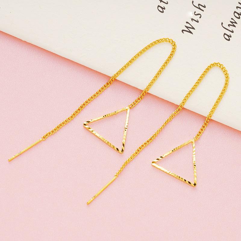 Cercei imitație aur nisipiu de înaltă calitate: Design cu ciucuri de lungă durată pentru femei, Accesorii din cupru transfrontaliere