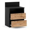 Bedside Table Black Oak Wotan 40cm 2S Shelf Bedroom Furniture