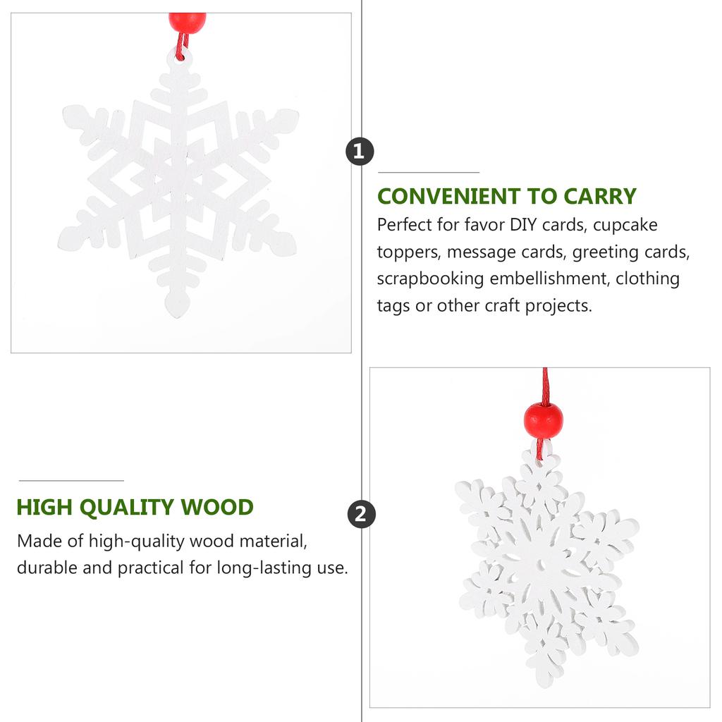 6Pcs Christmas Hanging Snowflake Ornaments Wooden Snowflake Pendant Decoration Xmas Tree Hanging Pendant Festive Accent