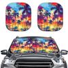 2-Piece Car Sunshade - Coconut Grove Design for Summer Heat Insulation