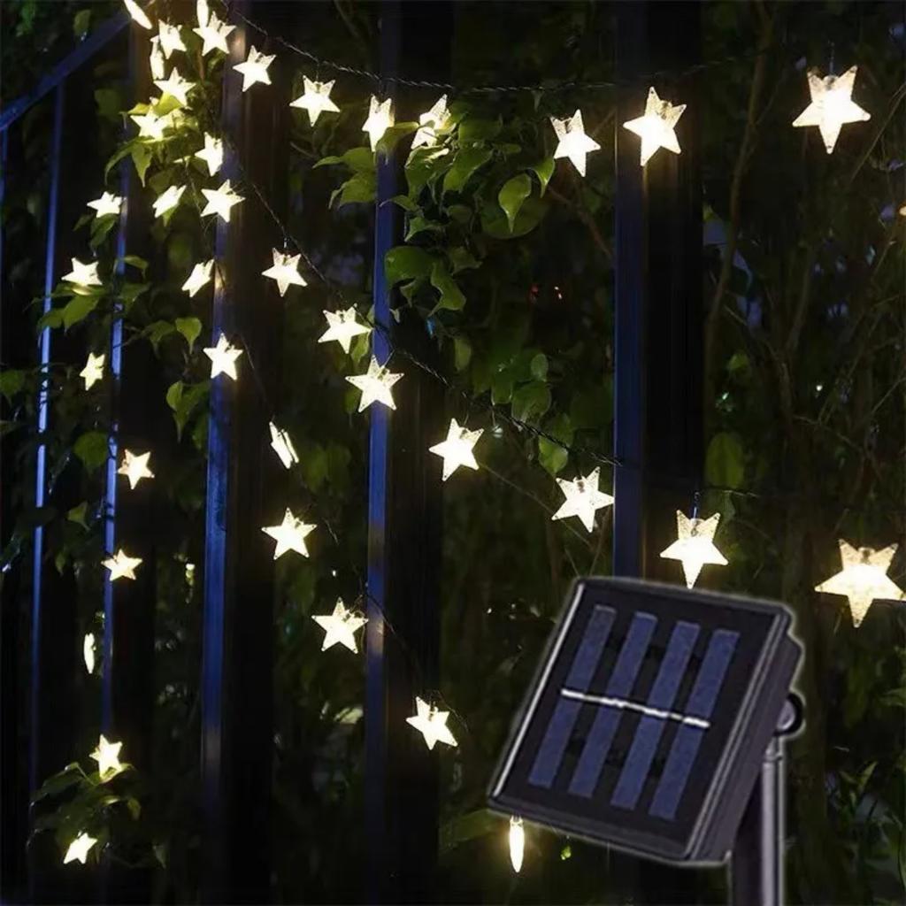 New 5/7/12M Solar Star String Lights Outdoor  Solar Powered Fairy Lights  Christmas Patio Garden Yard Porch Wedding Decor