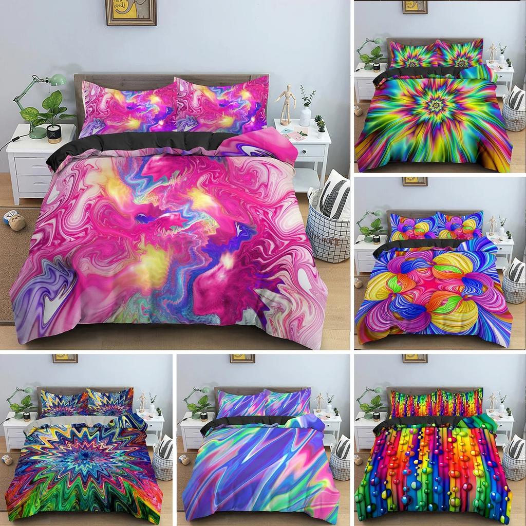 3D Gedruckt Abstrakt Psychedelisch Bequem Bettbezug Steppdecke Kissenbezug Bettwäscheset Kinder Schlafzimmer Dekoration Heimtextil