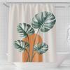 1pc Polyester Shower Curtain with Tropical Monstera Leaf Print , Green & Orange Botanical Design for All Seasons