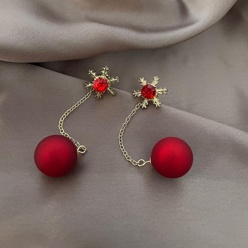 Christmas Red Bow Drop Earring For Women Temperament Heart Flocking Bowknot Christmas Earring Girls New Year Festival Jewelry
