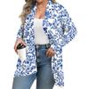 Women's Fall And Winter Fashion Casual Print Long Sleeve Mid-Length Cardigan Jacket