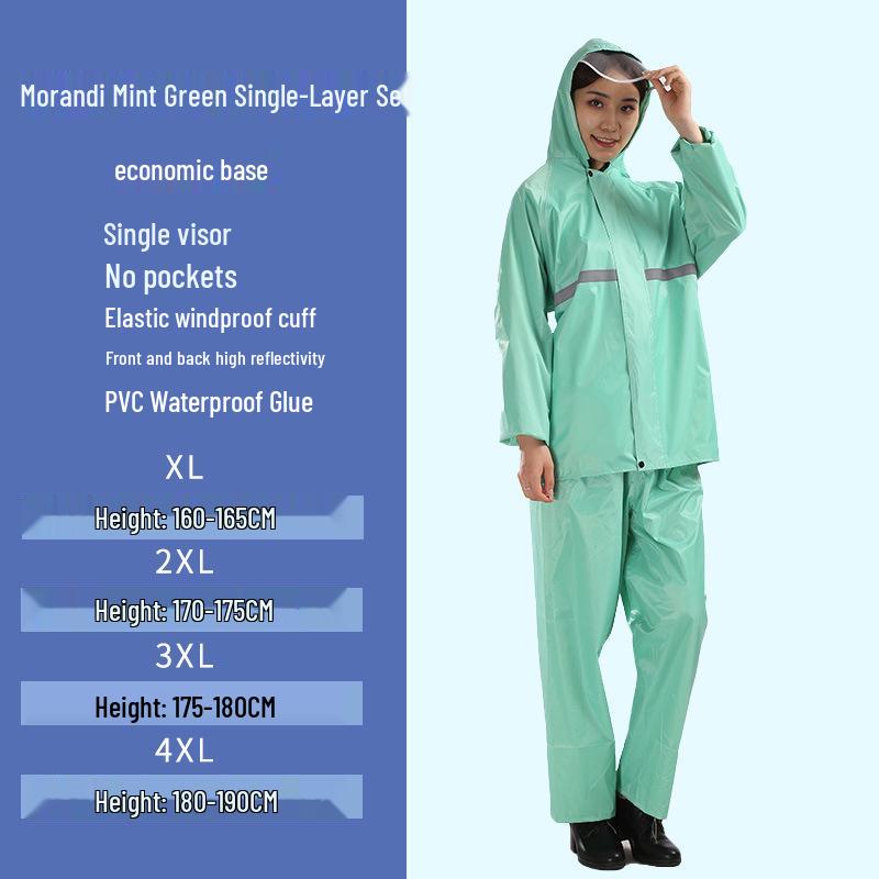 Shangqiu Reflective Raincoat & Pants Set - Waterproof, Durable, Full-Body Protection for Motorcycle Riding, Flood Control, and Labor Safety.