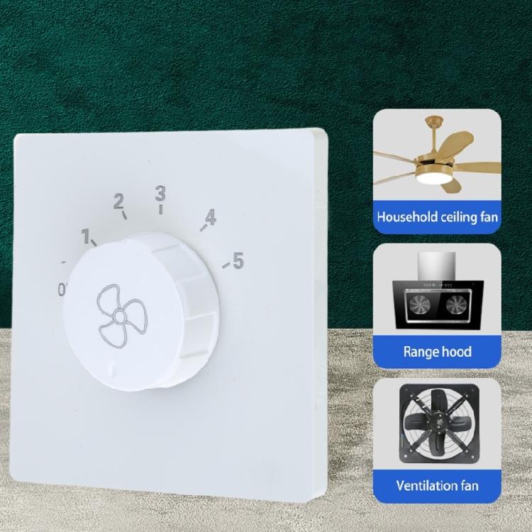 Type 86 Ceiling Fan Speed Adjuster Concealed Speed Controller 5-gear Adjust Easy to Use Wall Control for Office Home