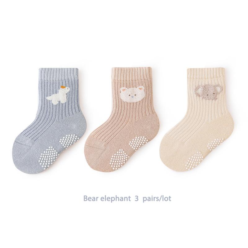 3 Pairs/Lot Autumn Baby Floor Socks Children Cartoon Baby Newborn Socks Infants Non-Slip Cotton Kids Socks For Boys And Girls