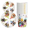 Haustier Geburtstag Arrangement Pappbecher Pappteller Messer Gabel Löffel Set Welpe Hund Besteck