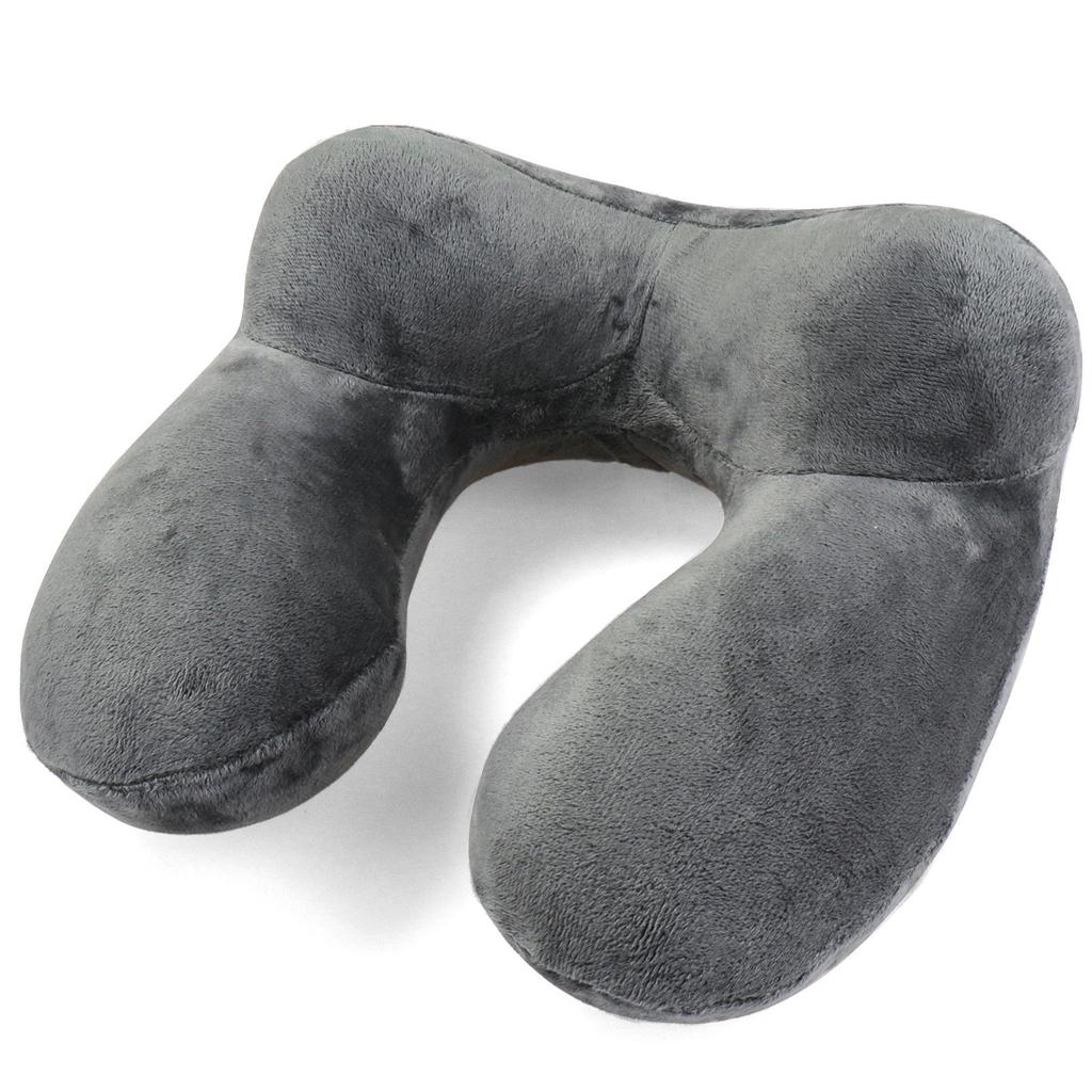 U-shaped Inflatable Travel Pillow Set: Includes Neck Support, Eye Mask, and Earplugs.