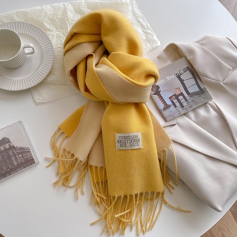 Luxury 2 Colours Cashmere Scarf Women Autumn Winter Shawl Pashmina Handkerchief Lady Pareo Soft Outdoor Windproof Travel Bufanda