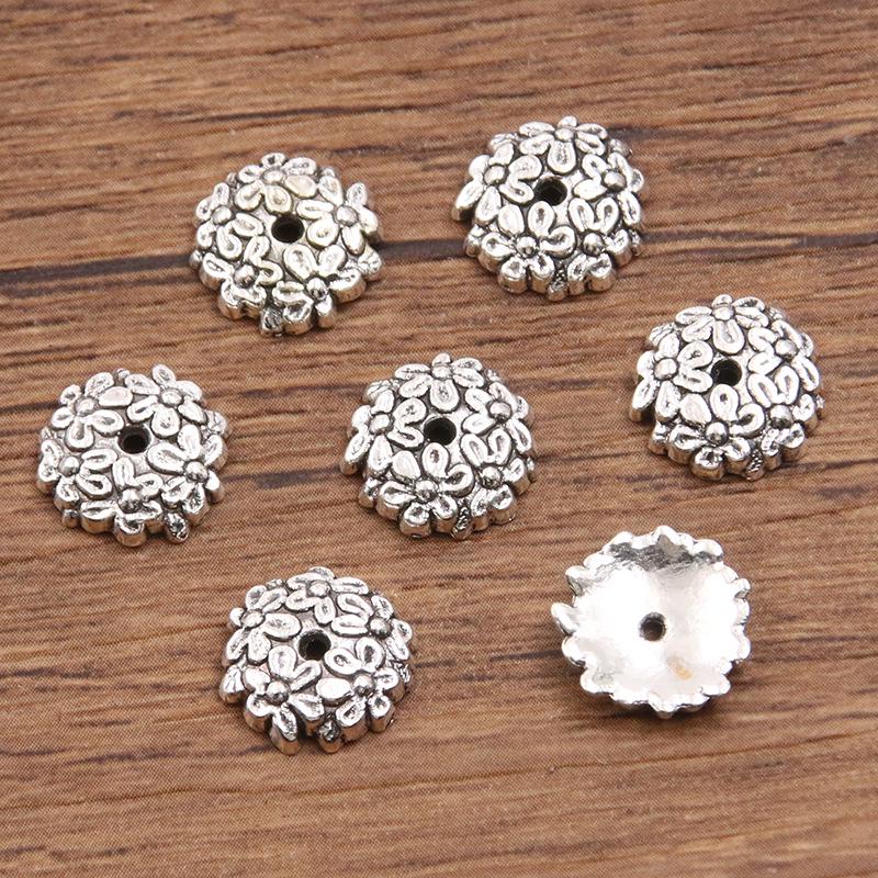 

Античні срібні роздільники-квіти: Багатостильовий, порожнистий дизайн для DIY браслетів та намист