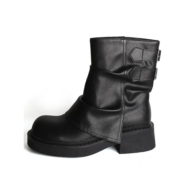 Plateforme Bottes Western Cowgirl Mode Femme Bottines à Enfiler Automne Hiver Talon Épais Chaussures Femme