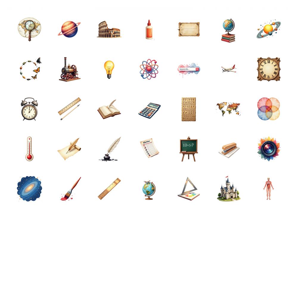 35pcs-100pcs Vintage Geography Stickers Educational History Teacher Reward Stickers DIY Stickers For DIY Phone Guitar Laptop