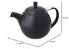 ForLife Teapot, Ceramic, 710ml Capacity, Holds 4 Cups, Includes Tea Strainer, Microwave and Dishwasher Safe, Black, Carved Teapot, 387Bkg