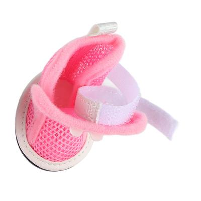 Dog Mesh Shoes Prevent Slip Breathable Lightweight Fashionable Puppy Summer Boots for Bichon Teddy Pink