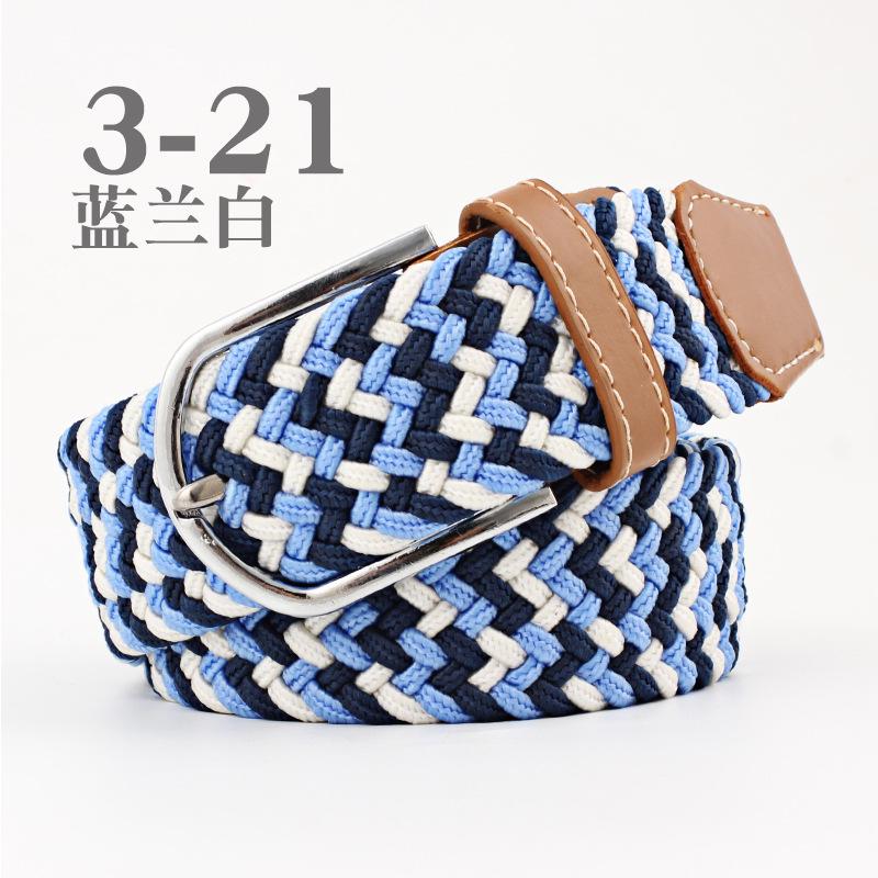 Women Casual Knitted Pin Buckle Without Holes Men Belt Woven Canvas Elastic Expandable Braided Stretch Belts for Female Jeans