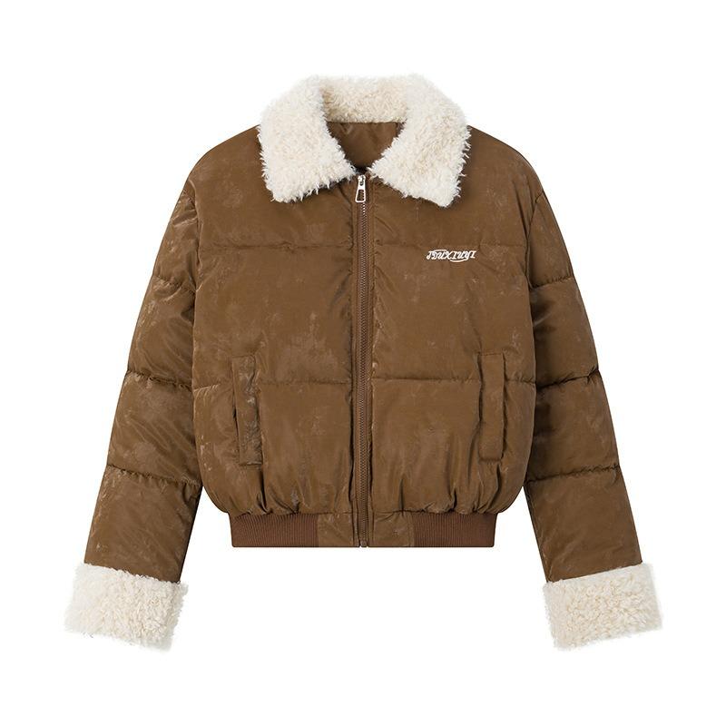 Lamb wool lapel cotton clothes women's winter clothes new retro short cotton clothes bread clothes student coats trendy