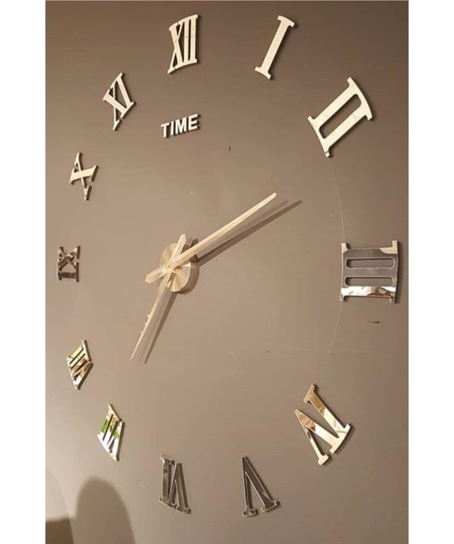 

Декоративные 3d настенные часы Silver Plexi Mirror Римская цифра