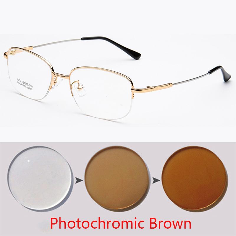 Men's Semi-Rimmed Titanium Memory Frame Metal Eyeglasses Frame for Myopia Prescription Glasses
