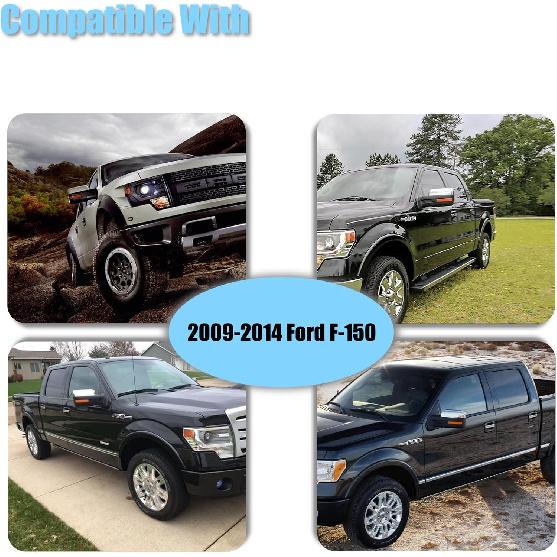 AUCERAMIC Chrome Plated Mirror Covers Caps Compatible With 2009-2014 Ford F150 2 Door 4 Door Side View Mirror Back Cover Cap Overlay