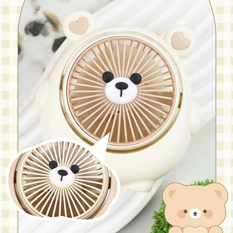 

Cartoon Bear Small Fan Usb Charging Strong Wind Handheld Mini Portable Convenient Student Desk Children S Strong Wind 12CM светло-розовый
