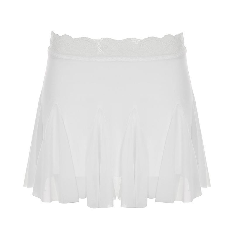 Chic White Lace A-Line Short Skirt - Low-Waist, Slimming, Sweet Girly Style Medium