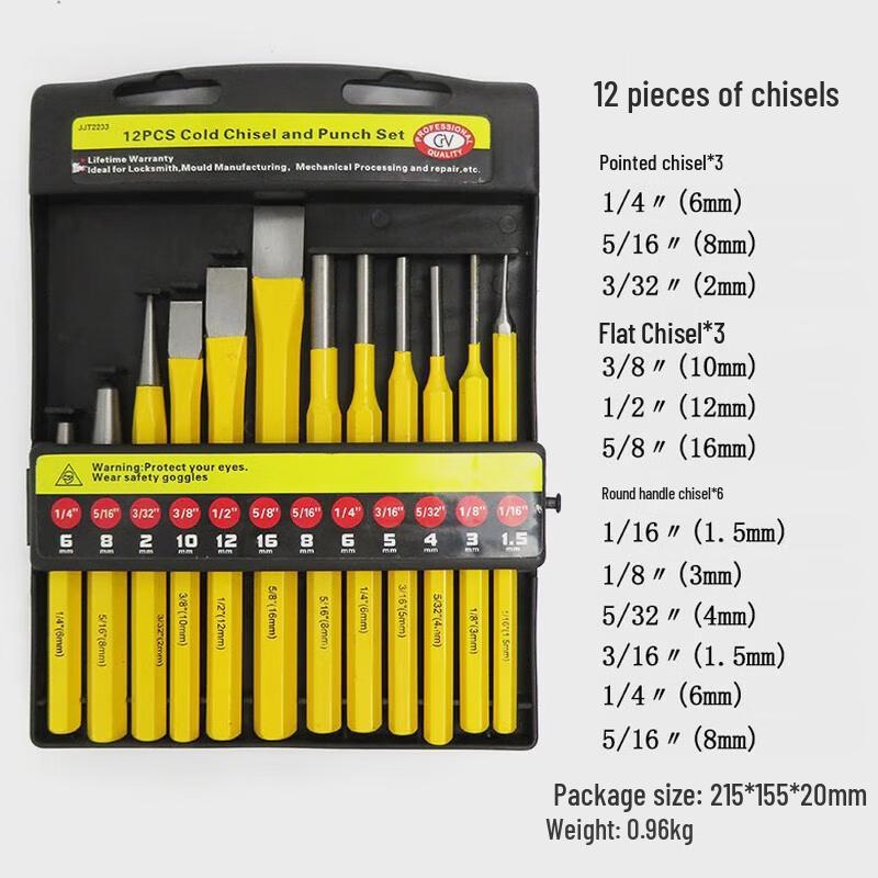 Jundingying 12-Piece Steel Chisel & Punch Set