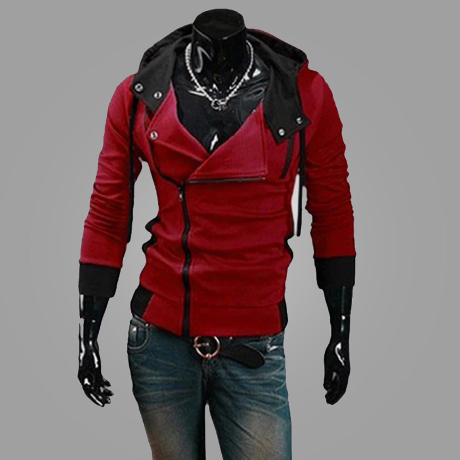 

Мужская повседневная камуфляжная спортивная толстовка с длинным рукавом на молнии с капюшоном, куртка, пальто L винный