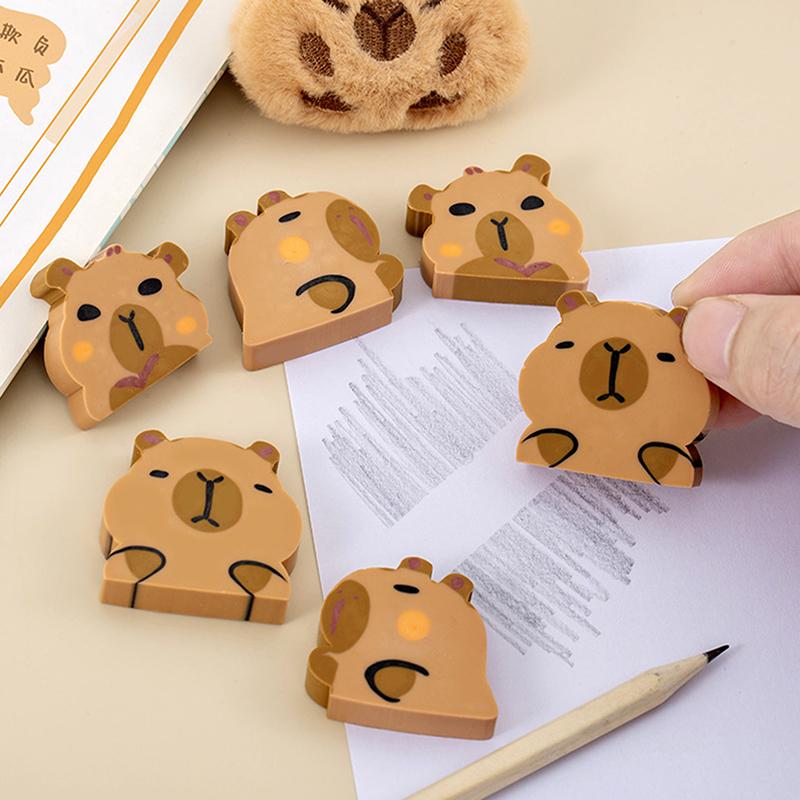 10Pcs Kawaii Capybara Eraser Soft School Supplies Clean Mess Free Stationary Office Student Rubber Eraser For Kids Gift
