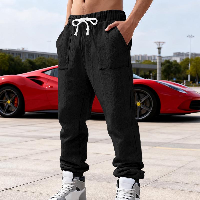 Autumn Winter New Jacquard Men's Loose Fit Jogger Pants Men's Cuffed Sweatpants Trousers