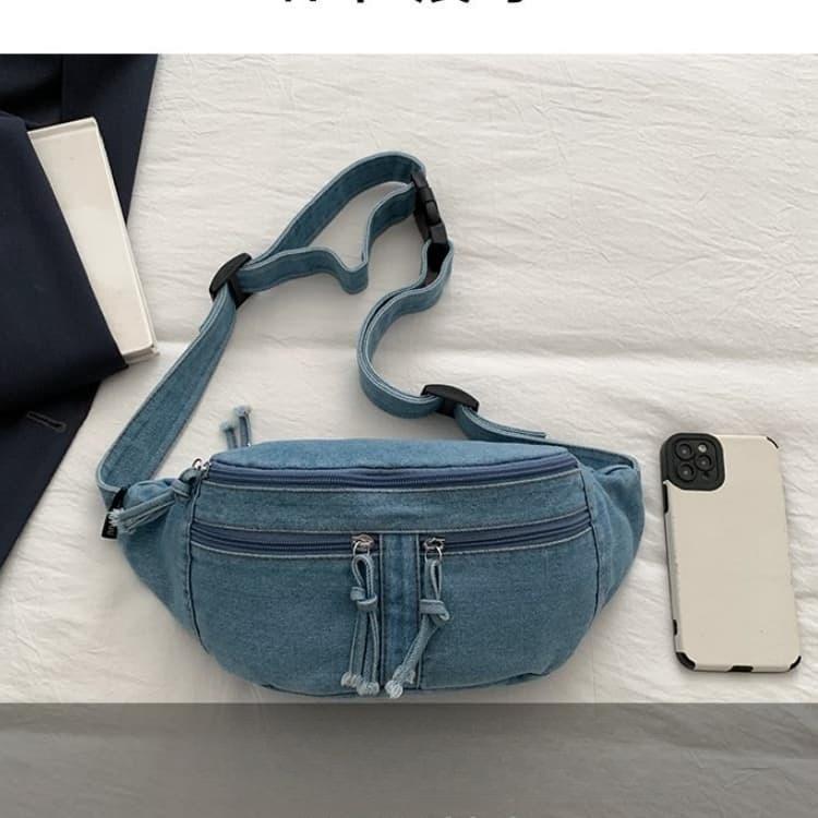 Borsa pettorale in denim lavato retrò americano