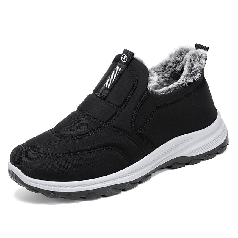 Bottines en coton doublées polaire pour femmes - À enfiler, Épaissies, Grande taille, Style couple, Chaussures d'hiver pour maman âgée