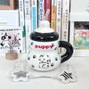 Cute spotted puppy straw cup high value ceramic mug cartoon children's water cup milk cup birthday gift