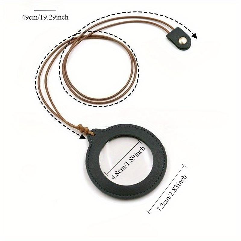 1Pc Simple Solid Color Adjustable Neck Hanging 3x Magnifying Glass PU Leather Case for Elderly High Power Portable Magnifying Glass Protective Case