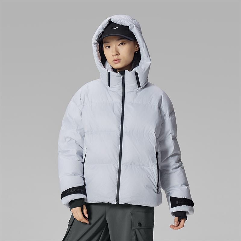 Saucony Yuan Yu Zhong Zi Zai Cong Rong Series Urban Life Duck Down Zip Short Letter Long Sleeve Down Jacket Women outerwear SA1250DJ11L-WT002