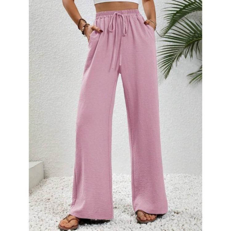 Women's Casual Comfortable Wide Leg Long Pants Solid Color Versatile