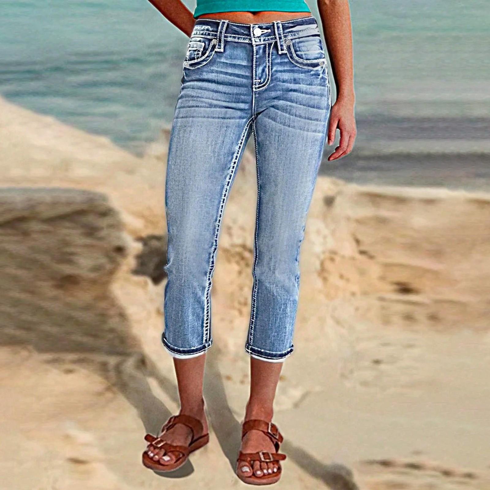 

Женские джинсы повседневные однотонные повседневные брюки универсальные облегающие джинсы M