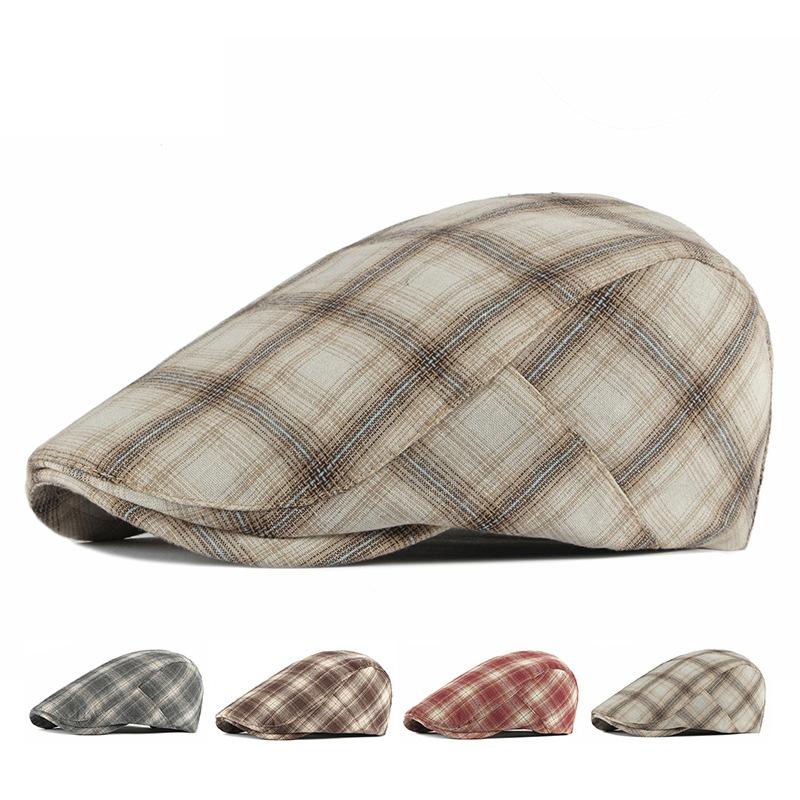 Vår Sommer Tynn Beret Herre Newsboy Caps Kvinner Plaid Britisk Vintage Flat Caps Gatsby Painters Hats Ivy Hat Hombre Boina