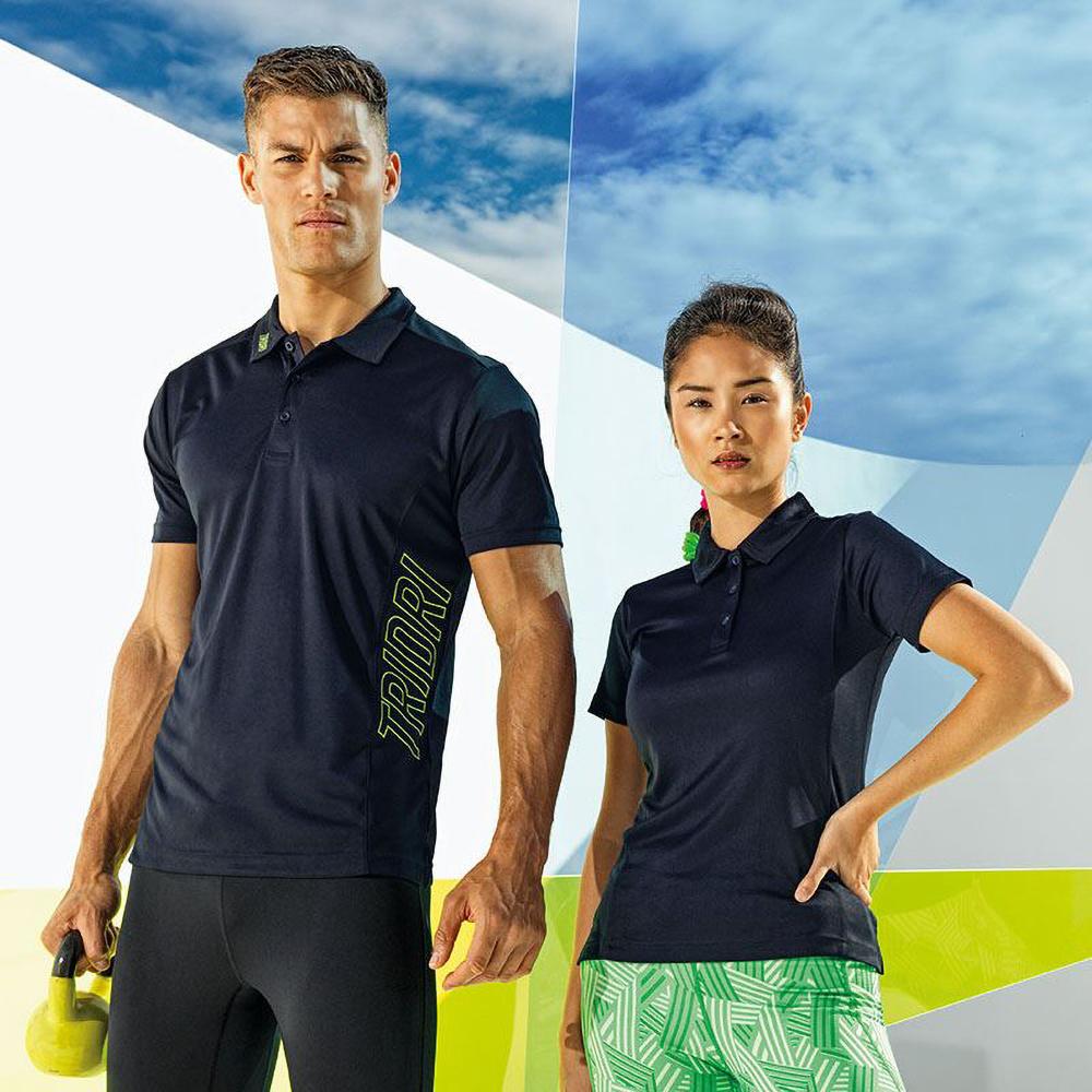 Tri Dri Mens Paneled Short Sleeve Polo Shirt