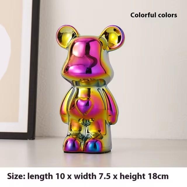 Ceramic Cartoon Teddy Bear Figurine Love Bear Ornament Living Room Small Piggy Bank Wine Cabinet Desktop Home Decoration