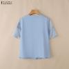 ZANZEA Women Elegant Embroidery Lace Patchwork Casual V-Neck Short Sleeve Blouse