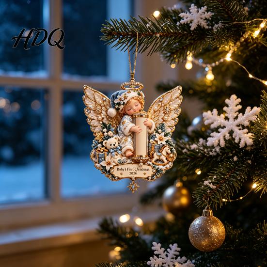 Christmas Money Holder Ornament Angel Cash Hanging Ornament Acrylic Pendant for Tree Holiday Decoration Festive Seasonal Keepsake Container